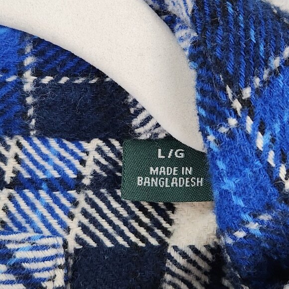 Orvis Shirt Mens Large Blue Tartan Plaid Jacket Shacket Heavy Flannel Button Up - Picture 8 of 13